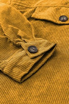 Yellow Corduroy Long Sleeve Button-up Shirt Coat Long Sleeve Corduroy Tops With Buttons, Corduroy Long Sleeve Tops With Buttons, Winter Corduroy Tops With Buttons, Button-up Corduroy Top With Corduroy Collar, Corduroy Button-up Tops, Corduroy Tops With Button Closure, Solid Corduroy Tops With Button Closure, Collared Corduroy Tops With Button Closure, Collared Corduroy Top With Pockets