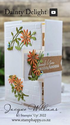 a card with some flowers on it and the words, stampin'd delight