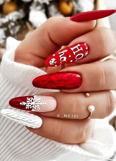 Winter Gel Nails, Christmas Nail Stickers, Red Christmas Nails, Cute Christmas Nails, Winter Nails Acrylic, Christmas Gel Nails, Sweater Nails, Her Nails, Christmas Nails Acrylic