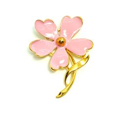 For your consideration,  Vintage - Gerrry's - Gold Tone Pink Flower Pin / Brooch - Estate Jewelry - Gerry Weber  Please see photos for measurements.  Clean, Smoke free home. Pink Flower Brooch For Gift, Pink Flower Enamel Pin, Pink Flower Brooch Pins, Pink Flower Brooch For Wedding, Pink Enamel Pin Brooch For Wedding, Elegant Pink Flower Pins, Freya Goddess, Gerry Weber, Flower Pins