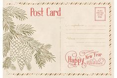 an old postcard with pine cones on it