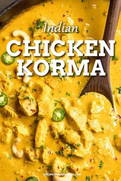 This flavorful Indian Curry recipe is marinated chicken in a homemade korma paste and yogurtIt's bold and creamy and crunchy from cashewsIndian indiancurry easyrecipes savory spicy Indian Chicken Korma, Korma Paste, Arabisk Mad, Chicken Korma Recipe, Korma Recipe, Rogan Josh, Indian Chicken Recipes, Indian Dinner, Chicken Korma