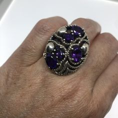 Unusual Deep Toned Amethyst Sterling Filigree setting Handmade size 7 Can be resized, My jeweler sizes with a laser and charges a $10-$20 fee All rings are shipped in a nice gift box. Check out our over a THOUSAND great reviews Engraving is $4 per letter and is not always perfect depending on the piece. It can take a few days if the jeweler is busy. This is payable to Paypal Judithsltd@gmail.com Handmade Purple Amethyst Ring Collectible, Collectible Oval Amethyst Ring In Sterling Silver, Silver Amethyst Ring Collectible, Silver Amethyst Collectible Ring, Gothic Ring, Amethyst Set, Gothic Rings, Amethyst Gem, Purple Band