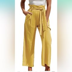 Palazzo Pants Nwt By Ecowish, Size M, Mustard Yellow, Hip Pockets, Elastic Waist. Bought On Amazon Last Fall. Plus Size Pant Suits, Loose Wide Leg Pants, Pajama Bottoms Womens, Trousers Women Wide Leg, High Waisted Dress Pants, Summer Pants Women, Womens Wide Leg Pants, Vintage Trousers, Yellow Outfit