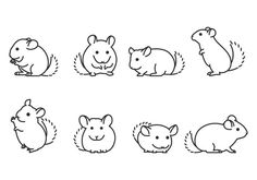 the different types of hamsters are shown in black and white on a white background