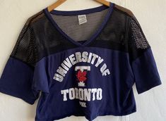 PINK Victoria's Secret University Of Toronto Cropped Jersey Shirt Large Blue Long Sleeve Summer Shirt For College, Blue Summer Shirt For College, College Spirit Tops For Spring, School Spirit Tops For College Spring Season, Blue Spring College Tops, Blue Spring Tops With School Spirit Style, Blue Tops For Spring School Spirit, Blue Spring Tops For School Spirit, Blue School Spirit Tops For Fall