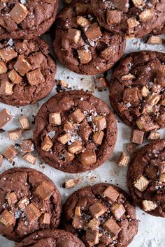 chocolate cookies with chunks of marshmallows on top