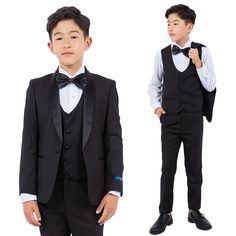 Say Hello To The Coolest Ensemble For Your Little Guy! It's The 5-Piece Boys Tuxedo Set, Created By The Amazing Perry Ellis And Proudly Featured In Our Signature Collection. Imagine Comfort Like Never Before, Thanks To The Genius 2% Stretch Woven Into The Jacket, Pants, And Vest. We've Got Your Kid Covered For Comfort All Day Long. But There's More! Check Out The Snazzy Details: 3-Button Vented Sleeves On The Jacket, A Fancy French-Faced Lining, And A Premium Cotton Blend Tuxedo Shirt That Takes Black Tuxedo Set For Black Tie Event, Black Tuxedo Set For Black Tie Occasion, Boys Tuxedo Wedding, Vest And Bow Tie, Boys Tuxedo, Royal Blue Suit, Lime Green Shorts, Tuxedo Shirt, Black Shawl