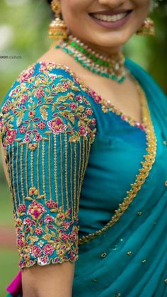 Simple Wedding Blouse Designs, Half Saree Set, Traditional Half Saree, Blouse Maggam Work, Cutwork Blouse, Rani Pink