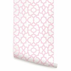 a pink and white wallpaper with an intricate pattern on it's side,