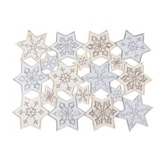 an assortment of snowflakes are arranged in the shape of hexagonal shapes