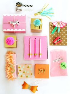 an instagram page with pink and gold items on the bottom right hand corner, including notepads