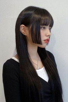 Classic Hime Haircut (Traditional Hime Cut) Hime Cut Hairstyles, Hime Haircut, Japanese Haircut, Hime Cut, Straight Black Hair, Cut Hairstyles, Japanese Hairstyle, Haircuts Straight Hair, Sleek Hairstyles