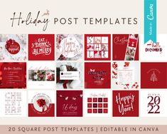 holiday post templates with red and white designs