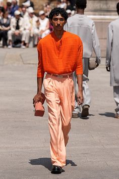 Apricot Crush, Wedding Guest Outfit Inspiration, 2024 Menswear, Mens Dress Pants, Wedding Guest Outfit Summer, Spring Summer 2024, Menswear Collection, Round Neck Tops, Uk Fashion