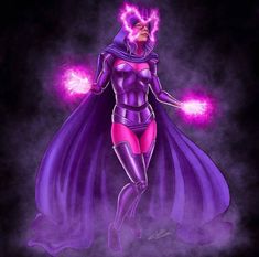 an image of a woman in purple and pink costume with her hands on her hips