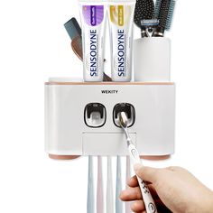 PRICES MAY VARY. HIGH QUALITY MATERIAL:WEKITY toothbrush holder made of high-quality ABS material MULTIFUNCTIONAL DESIGN:Multi-functional toothbrush holder with combination: Wekity toothbrush holder is a set of products containing 2 toothpaste dispensesr for children and adult, 4 cups toothbrush holder, multi-functional incorporating shelves. A set of toothbruah and tothpaste holder can solve the family toiletries problem UPGRADED DESIGN:Toothbrush holder for bathroom with upside-down cup design Automatic Toothbrush, Toothbrush And Toothpaste, Wall Mounted Toothbrush Holder, Toothbrush Holder Wall, Sikat Gigi, Toothbrush And Toothpaste Holder, Toothpaste Squeezer, Toothbrush Storage, Toothpaste Holder