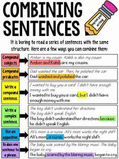 a poster with the words combining sentences