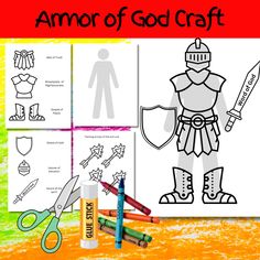 the armor of god craft is shown with crayons, markers and pencils