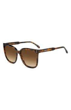 Subtle silvertone hardware punctuates these square-frame sunnies with full-coverage gradient lenses and logo detailing at the temple. 57mm lens width; 19mm bridge width; 145mm temple length 100% UV protection Acetate Imported Brown Square Sunglasses With Gradient Lenses, Havana Brown, Brown Gradient, Square Frame, The Temple, Square Frames, Isabel Marant, Havana, Square Sunglasses