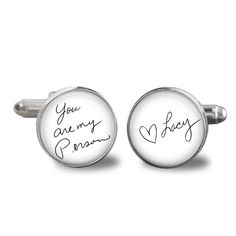 "❤️ BEST GIFT EVER ❤️ GROOM Cufflinks - Custom handwriting Cuff Links - Wedding Cufflinks - groom Cuff Links - custom cufflinks- gift for Groom on wedding day He will LOVE this beautiful pair of cuff links with YOUR handwritten note one each one. Such a fun and unique gift! cufflinks are approximately 20mm in diameter (3/4 inch).  *PLEASE SEND US YOUR PHOTO of your handwritten message How to order: 1. Purchase this listing and choose the finish of your cufflinks the from the drop down menu  2. P Personalized Cufflinks For Wedding And Father's Day, Wedding Engraved Cufflinks For Father's Day, Wedding Cufflinks With Engraving Option, Adjustable Round Cufflinks For Wedding, Personalized Classic Cufflinks For Wedding, Personalized Round Cufflinks For Wedding, Personalized Classic Wedding Cufflinks, Classic Personalized Wedding Cufflinks, Personalized Silver Cufflinks For Wedding