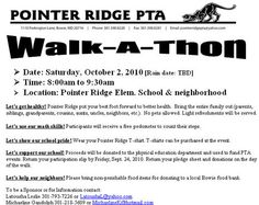 a flyer for the point ridge pta walk - a - thoon