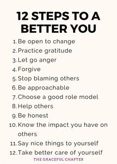 a poster with the words 12 steps to a better you written in black and white