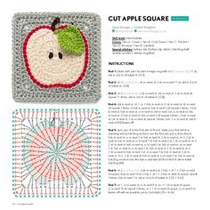 an apple is shown on the page in this crochet pattern, and it looks like