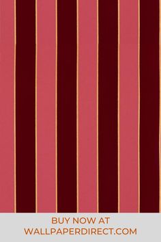 red and brown striped wallpaper with the text buy now at wallpaper direct