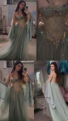 Formal Fairy Dress, Mermaid Wedding Aesthetic, Mermaid Dress Aesthetic, Fairy Dress Long, Mermaid Costume Women, Gaun Abad Pertengahan, Fair Outfits, Fairy Tale Wedding Dress, Prom Dress Inspiration