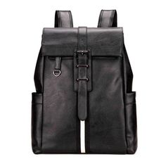 preppy style simple striped leather backpack Black Backpack School, Fashion Preppy, Men Backpack, Leather Backpack For Men, Mens Bags Fashion, Preppy Mens Fashion, Computer Backpack, Black Leather Backpack, Man Fashion