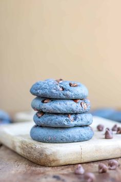 blueberry cookies stacked on top of each other