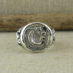 Sterling Silver Celtic Dragon Spirit Coin Signet Ring | Etsy Symbolic Engraved Snake Ring As Gift, Engraved Sterling Silver Snake Ring As Gift, Engraved Sterling Silver Snake Ring For Gift, Heirloom Hallmarked Snake Ring As Gift, Celtic Knot Wedding Ring, Dragon Spirit, Celtic Dragon, Celtic Knot Ring, Celtic Wedding Rings