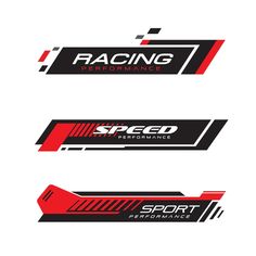 two racing banners with the words speed and sport performance written in black, red and white