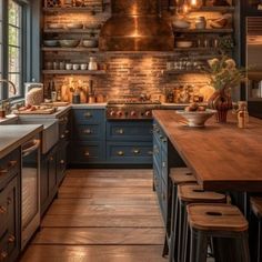 Create a French Style Kitchen that Will Make You Say 'Magnifique!' – Mosaics.co Dapur Rustic, Charm Aesthetic, Casa Hobbit, House Coastal, Kabinet Dapur, Bohemian Kitchen, Rustic Kitchen Design, Cabin Kitchens, Wooden Floors