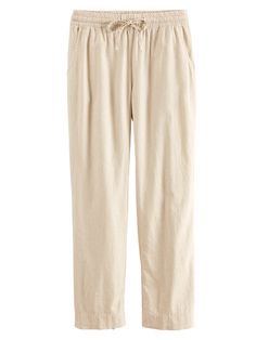 Women's Washable Linen Pull-On Pants Relaxed Ankle-length Harem Pants With Elastic Waistband, Comfortable Elastic Waistband Ankle-length Pants, Comfortable Ankle-length Pants With Elastic Waistband, Relaxed Fit Rayon Ankle Pants, Stretch Linen Pants For Loungewear, Stretch Linen Pants With Elastic Waistband, Versatile Stretch Linen Bottoms, Versatile Stretch Linen Pants, Versatile Linen Stretch Pants