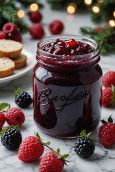 A photo of a  Holiday Mixed Berry Jam a christmas jam recipes Christmas Jam Recipes, Spiced Christmas Jam, Mulled Red Wine, Fruit Jam Recipes, Mixed Berry Jam, Christmas Cookie Recipes Holiday, Fruity Wine, Christmas Jam, Rhubarb Jam