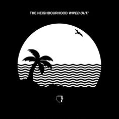 the neighbourhood wired out album cover with palm trees and waves in front of a sunset