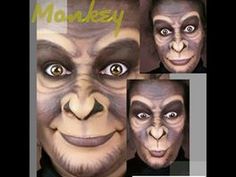 Monkey Makeup Women, Gorilla Makeup, Cute Monkey Face Paint, Monkey Halloween Makeup, Monkey Makeup Halloween, Monkey Face Makeup, Cute Monkey Makeup Halloween, Monkey Facepainting, Monkey Face Paint