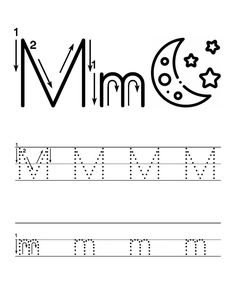 the letter m is for moon worksheet with an upper and lowercase word