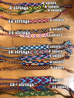 the instructions for how to make a bracelet with different colors and patterns, including beads