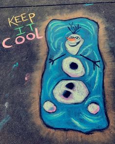 a chalk drawing of a snowman with the words keep it cool