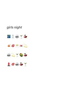 an advertisement for girls night with different types of food