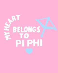 the words art belongs to pi phih on a pink background with a blue heart