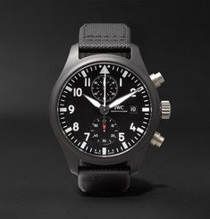 IWC SCHAFFHAUSEN Pilot's Chronograph TOP GUN 44mm Ceramic and Leather Watch Jewel Design, Aviator Watch, Invicta Watches, United States Navy