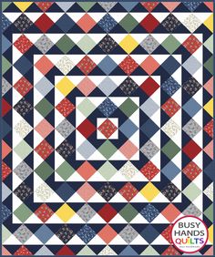 the quilt pattern is designed by blue hands quilts