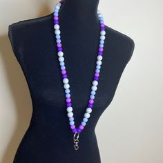 Silicone Bead Lanyard. Hand Crafted With Bpa Free 12mm Silicone Beads. These Will Hold Your Keys As Well As Your Id Badge. Purple Beaded Necklaces With Large Round Beads, Purple Faceted Round Beads, Purple Round Faceted Beads, Adjustable Purple Beaded Necklaces With Large Beads, Adjustable Purple Beaded Necklace With Large Beads, Purple Beaded Necklaces With 8mm Beads For Gifts, Purple Beaded Necklaces With 8mm Beads As Gift, Purple Beaded Bracelets With Large Beads, Purple Beaded Bracelet With Large Round Beads