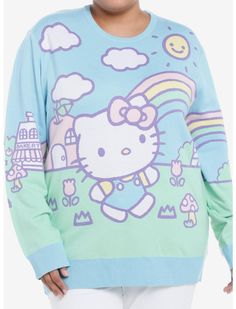 Hello Kitty Sweater, Shifting Closet, Kitty Sweater, Plus Size Kawaii, Pastel Knits, Sweater Plus Size, Pastel Girl, Muffin Bread, Pastel Artwork