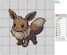 a cross stitch pattern with an image of a small animal on it's back