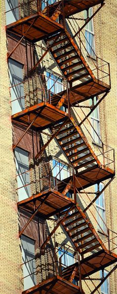 a fire escape on the side of a building